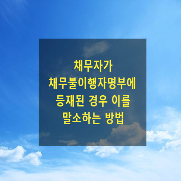  채무자가 채무불이행자명부에 등재된 경우 이를 말소하는 방법