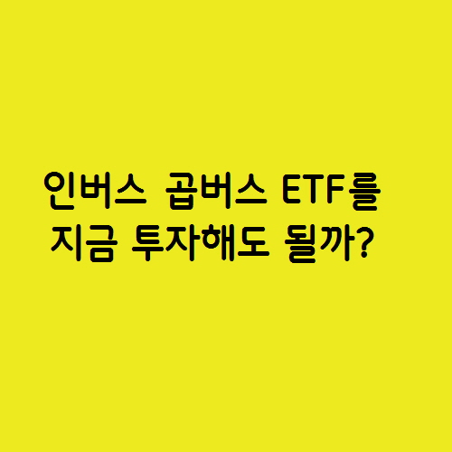  인버스 곱버스 ETF를 지금 투자해도 될까?