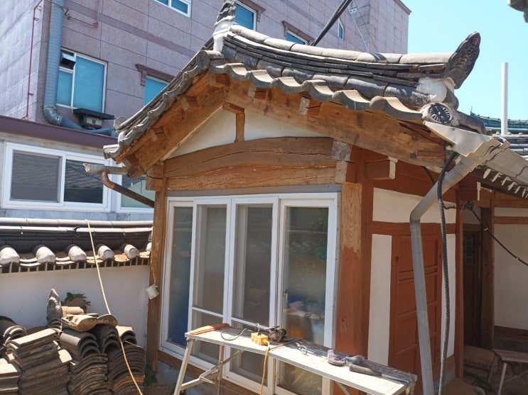 한옥깍기전문 경북 안동 한옥샌딩 서까래샌딩작업