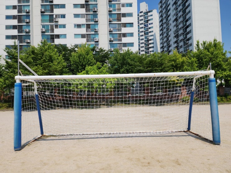  [날개스포츠] 군포옥천초교 축구골망(고급망) 교체, 축구골대그물망 교체 작업