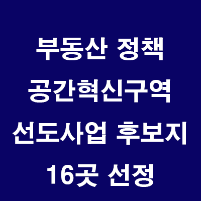  (24.7.1) 공간혁신구역 선도사업 후보지 16곳 선정, 24년상반기 첫 구역지정 예상 (White Zone)