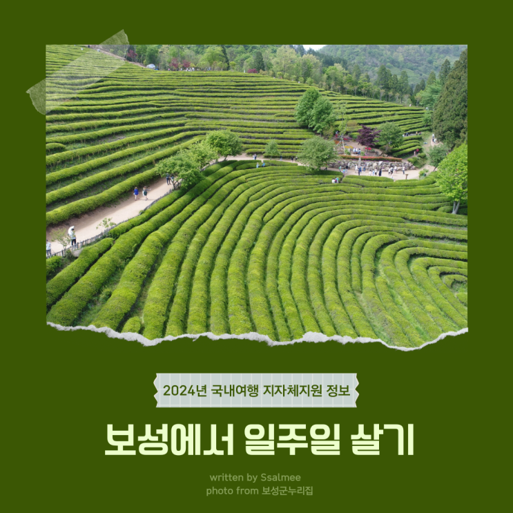  [지자체 지원] 2024년 보성 일주일 살기 (모집 기간 6/24 - 7/8)