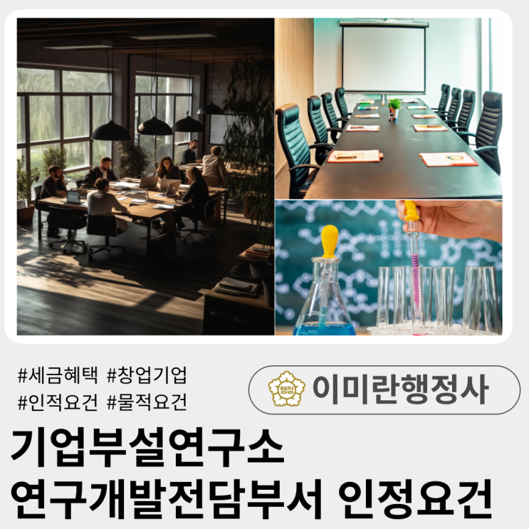  기업부설연구소 및 연구전담부서 설립 인정요건(인적, 물적), 제출서류