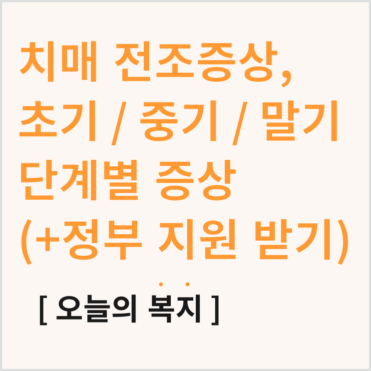  치매의 전조증상부터 초기, 중기, 말기 증상 (+정부 지원받기)