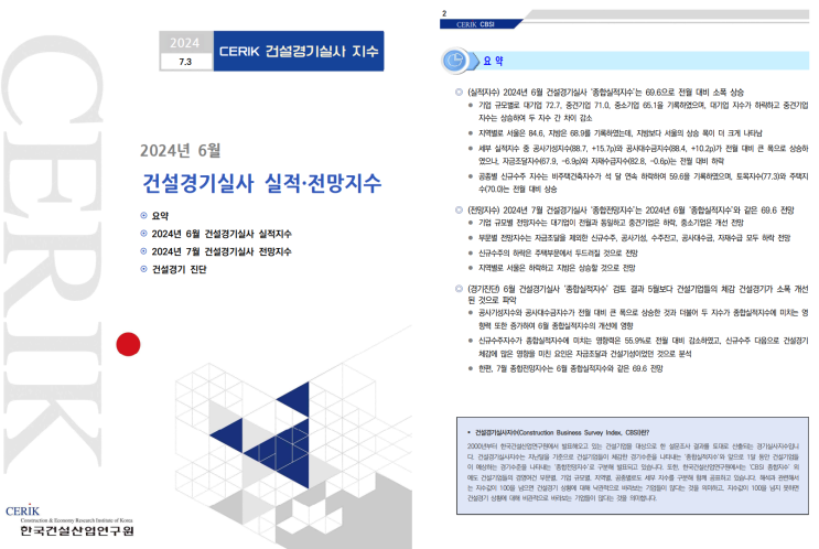  24.06 건설경기실사 실적지수 및 7월 전망지수