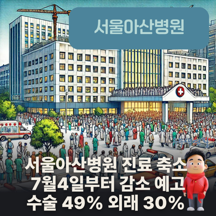 <b>서울아산병원 진료 축소</b> 4일부터 수술 49% 외래 30% 감소 예고