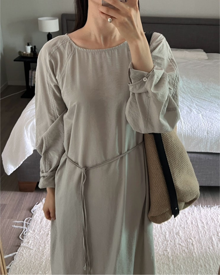  LFM 렉스핑거마르쉐 실크 원피스 리뷰(round neck silky dress - misty gray)