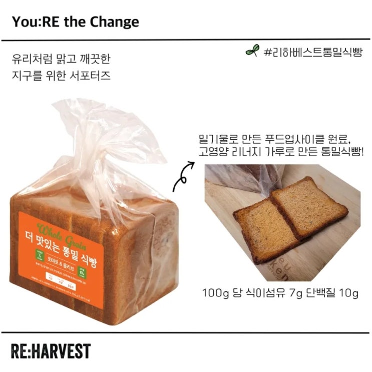  리하베스트 푸드업사이클링 통밀식빵 토마토&올리브