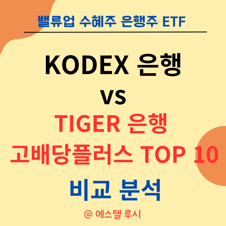  밸류업 수혜주 은행주 etf : KODEX 은행 분석 - TIGER 은행 고배당플러스 TOP 10 비교