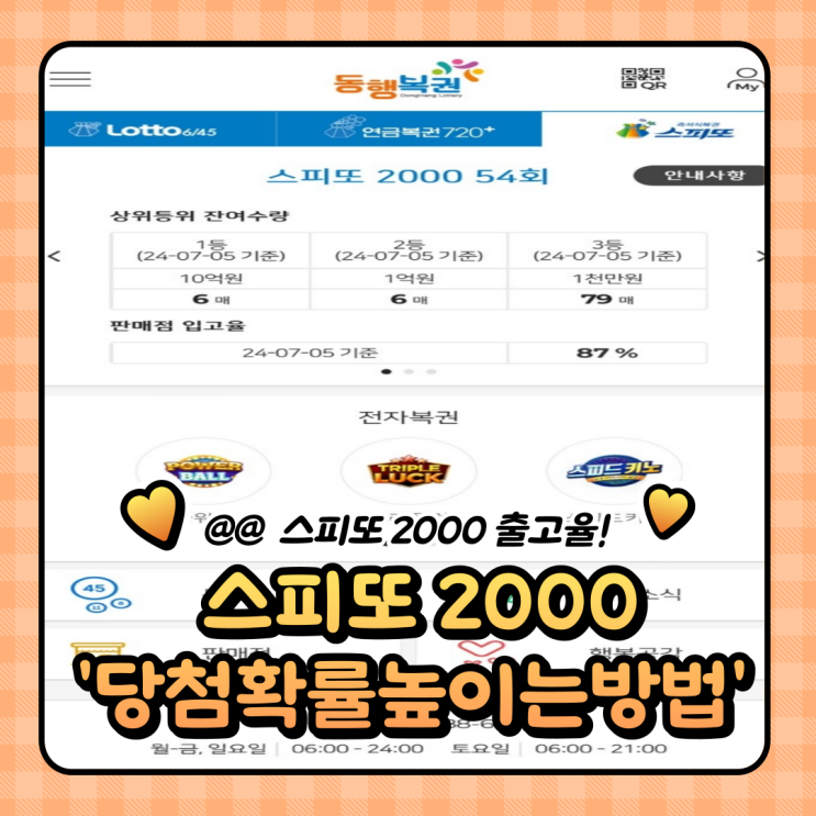  스피또 2000 출고율 당첨현황 당첨확률 높이는 방법