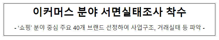 이커머스시장 서면실태조사 실시 이커머스시장 서면실태조사 실시