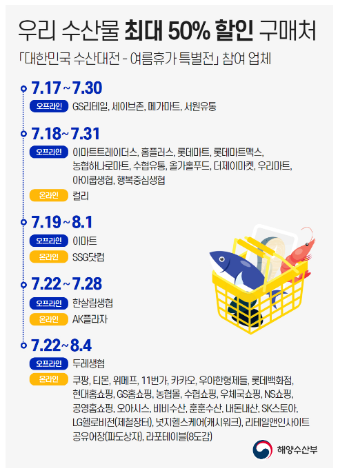 우리 수산물과 함께하는 여름휴가로 몸과 마음을 재충전하세요 우리 수산물과 함께하는 여름휴가로 몸과 마음을 재충전하세요