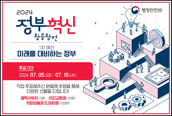 소통24 정부혁신 투표 이벤트(스벅등 116명)추첨~07.10 소통24 정부혁신 투표 이벤트(스벅등 116명)추첨~07.10