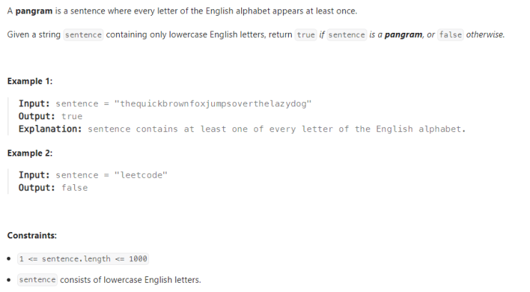  JAVA_LeetCode 1832_Check if the Sentence Is Pangram