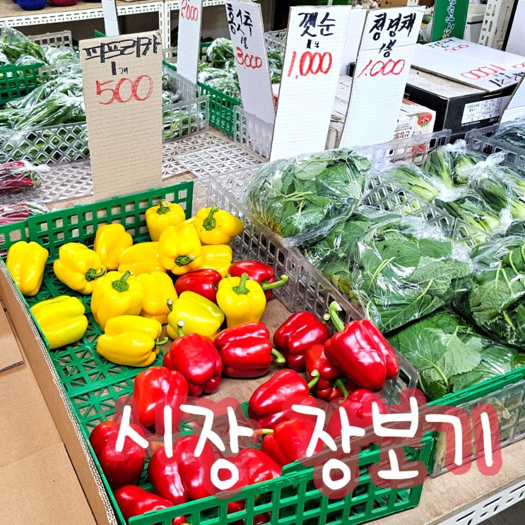  시장에서 장보기 요즘 먹고 사는 음식들