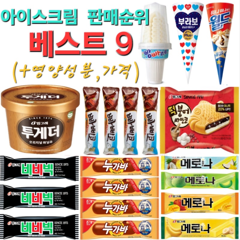아이스크림 판매 순위 베스트 9 (+영양성분, 가격, 종류 비교) : 네이버 블로그