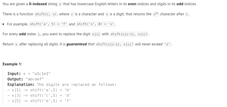  JAVA_LeetCode 1844_Replace All Digits with Characters