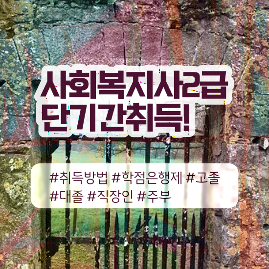  세종시 학교사회복지사 취업 사회복지사2급 조건이 안돼도 학점은행제 인강으로 편하게