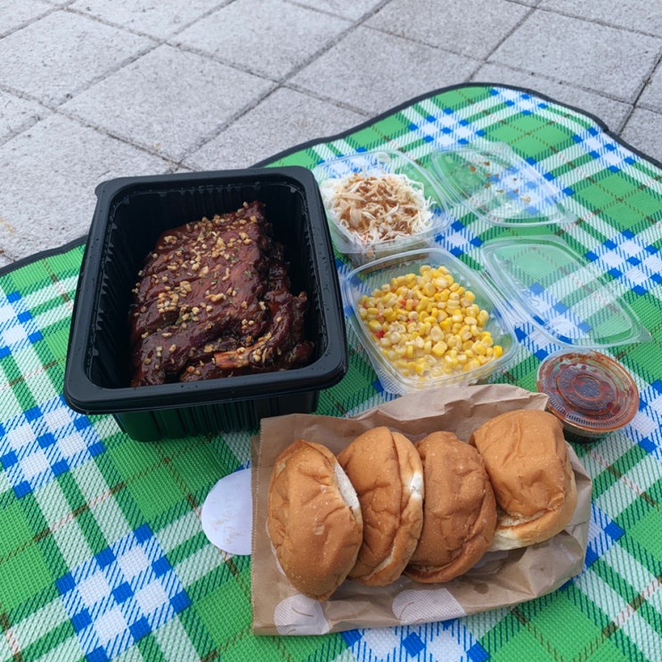  뚝섬한강공원맛집 진짜통등갈비 한강수영장 포장 배달 후기