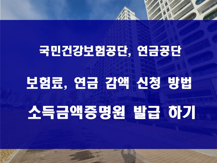  국민의료보험공단 연금공단 감액 신청 소득금액증명원 발급 방법