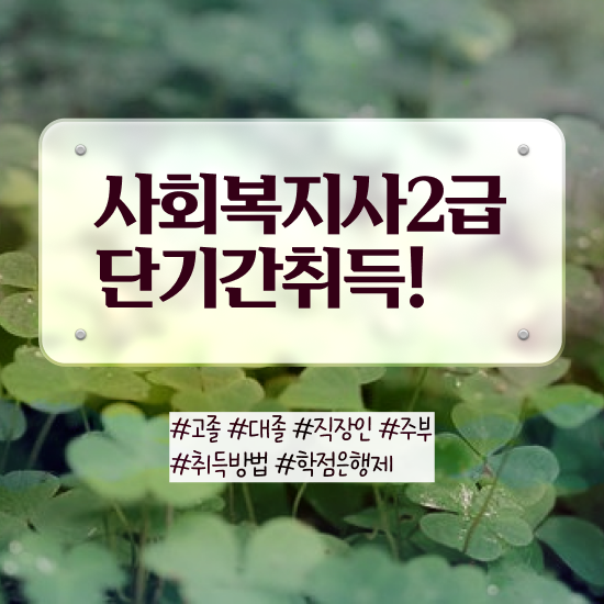  전남 사회복지사2급선택과목 . 사회복지사2급 고졸자도 학점은행제로 손쉽게