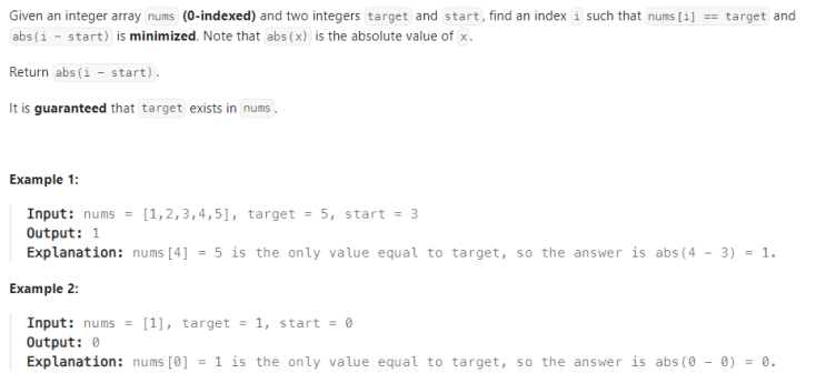 JAVA_LeetCode 1848_Minimum Distance to the Target Element