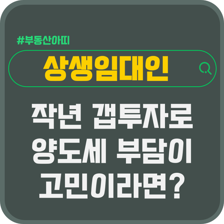 작년 빌라 갭투자로 양도세 고민 상생임대인으로 절세