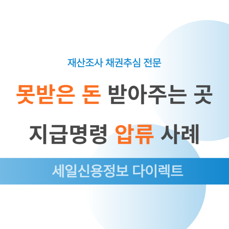  못받은 돈 받아주는 곳 지급명령 압류 강제집행 사례