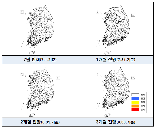 7~9월 가뭄상황 정상 전망 7~9월 가뭄상황 정상 전망