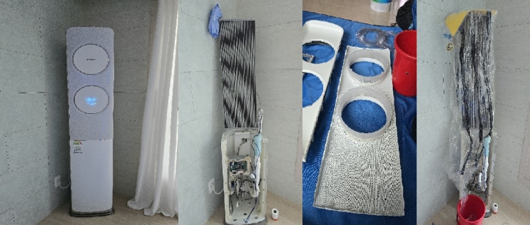  양산 힐데스 무풍에어컨청소,에어컨토출구낀 찝찝한곰팡이청소,곰팡이흔적없이 시원하게청소~해피홈케어