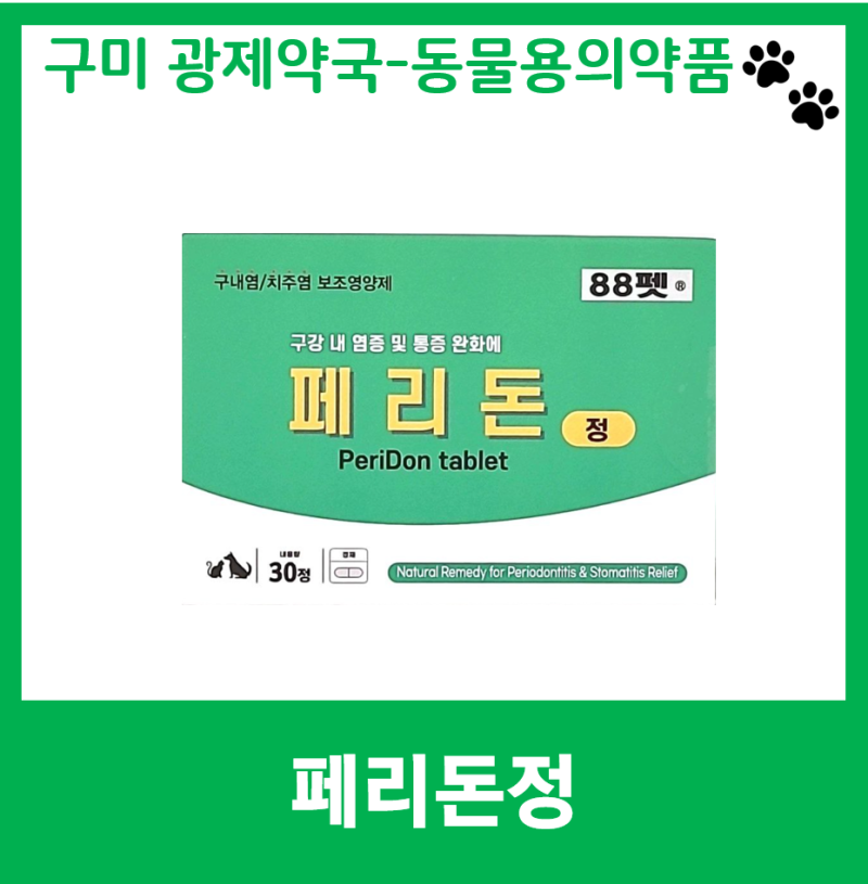 [구미 동물약국] 고양이 강아지 구내염 보조치료 페리돈정을 소개합니다.