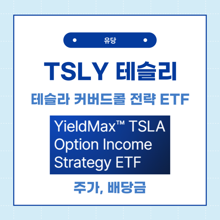  미국 커버드콜 월배당 ETF TSLY(테슬리) 주가, 배당