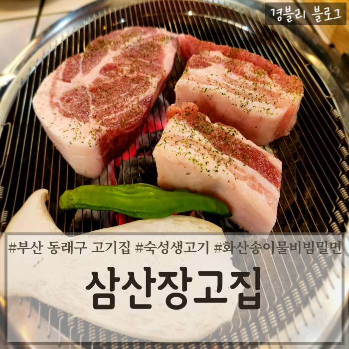  부산 동래구 삼겹살 맛집 숙성생고기세트 화산송이물비빔밀면 후기 가족외식추천 '삼산장고집'