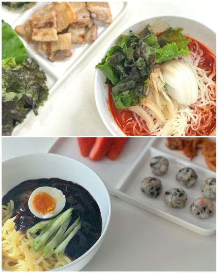  마켓컬리 추천상품  망향비빔국수 밀키트 &  이연복의목란 짜장면