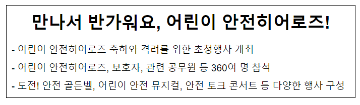 만나서 반가워요, 어린이 안전히어로즈! 만나서 반가워요, 어린이 안전히어로즈!