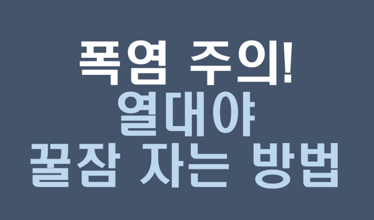  폭염 속 열대야 탈출 방법(feat.열대아 속 잠 잘 자는 방법)