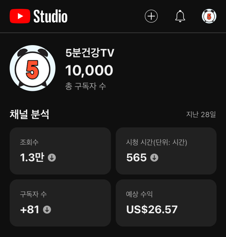  유튜브 구독자 1만 달성 기념 수익 인증 (직장인 부업)