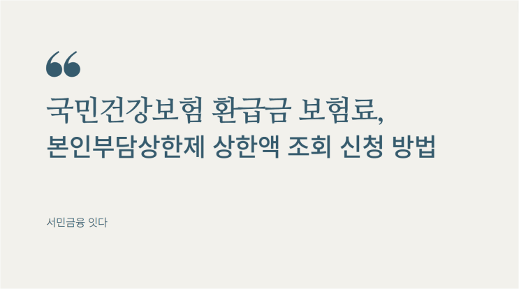 국민건강보험 환급금 보험료, 본인부담상한제 상한액 조회 신청 방법
