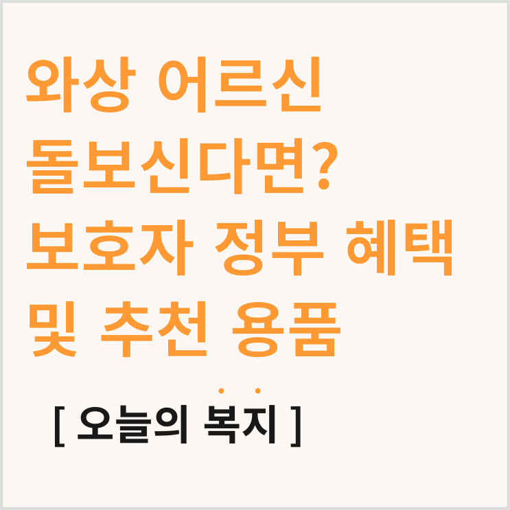  와상 어르신 돌보신다면? 추천 복지용품 및 보호자 정부 혜택