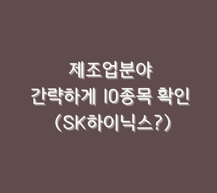  제조업분야 간략하게 10종목 확인 (SK하이닉스?)