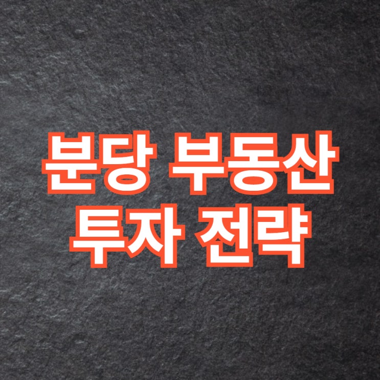  분당 부동산 투자 전략