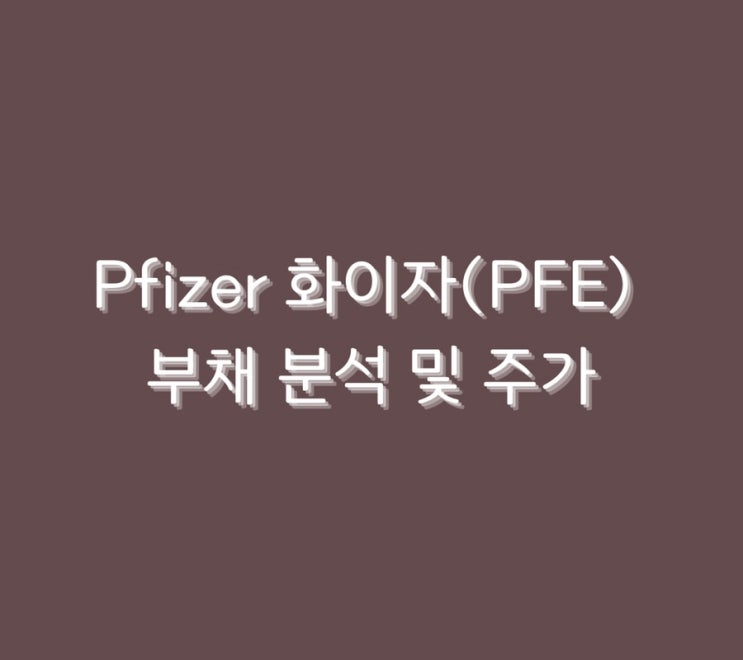  Pfizer 화이자(PFE) 부채분석 및 주가