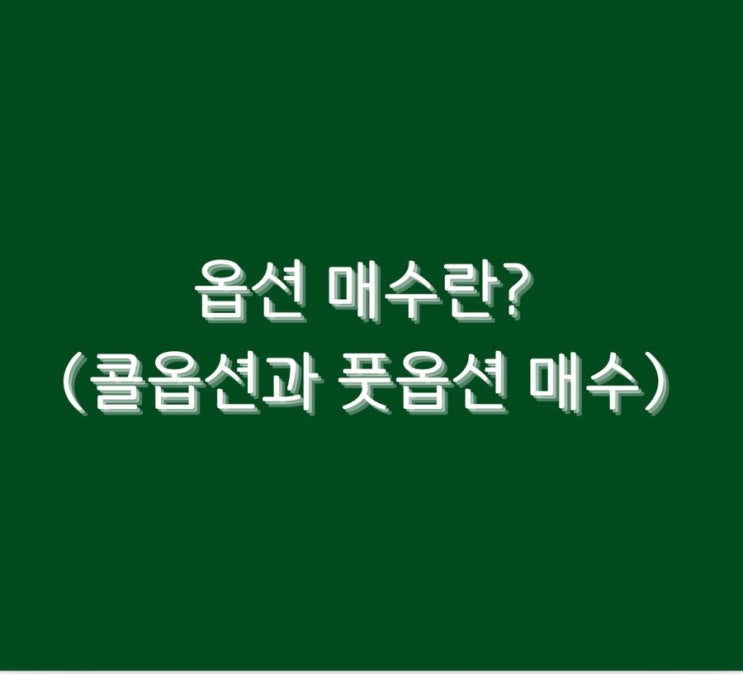  옵션 매수란? (콜옵션과 풋옵션 매수)