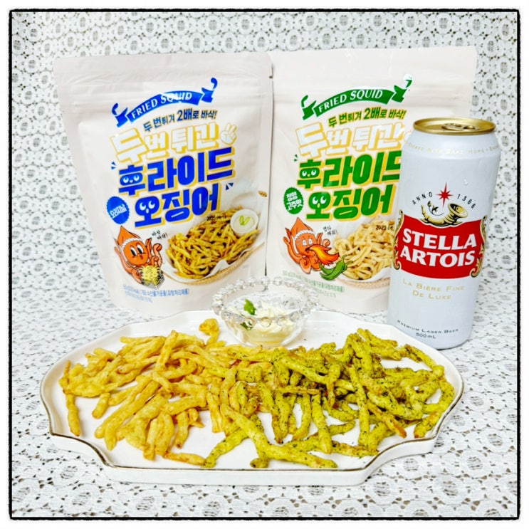 연두콩스토어 두번튀긴 후라이드오징어 맛있는 맥주안주 오징어튀김 맛 후기
