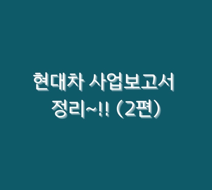  현대차 사업보고서 정리~!! (2편)