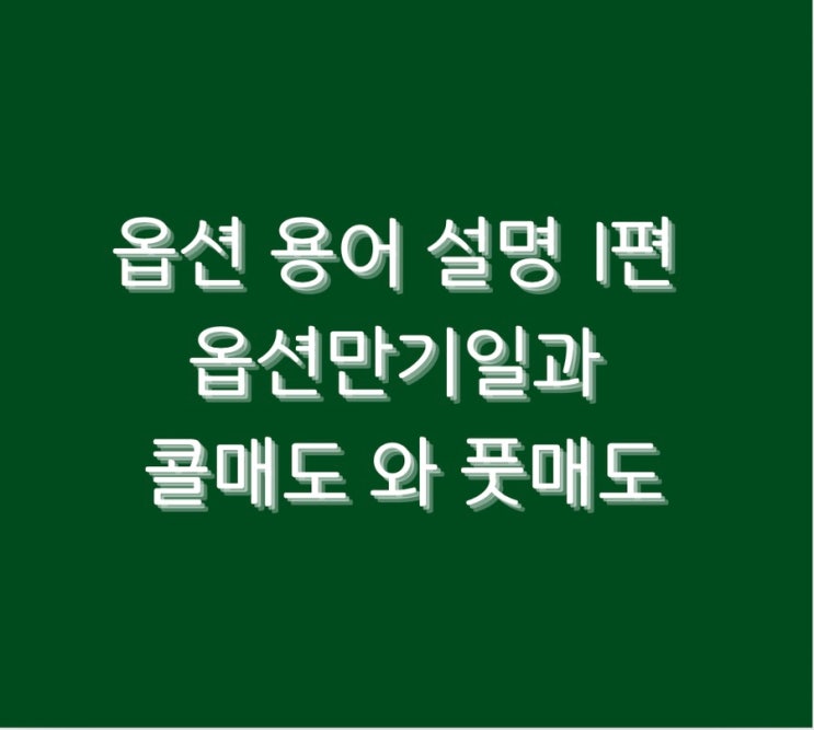  옵션 용어 설명 1편 /옵션만기일과 콜매도 와 풋매도