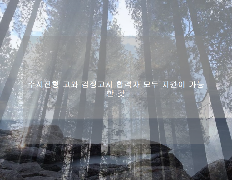 수시전형 고와 <b>검정고시 합격자</b> 모두 지원이 가능한 것