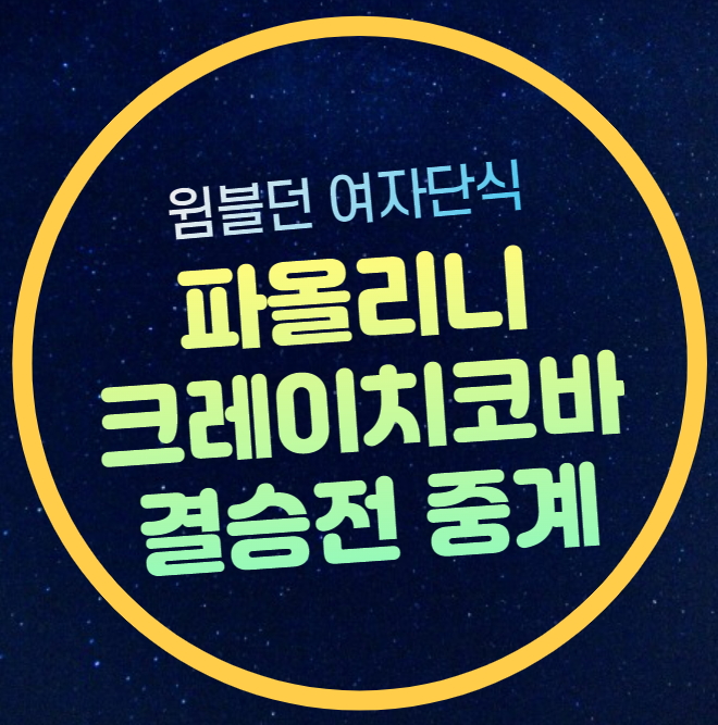 <b>윔블던</b> 여자단식 결승전 중계 방송 파올리니 크레이치<b>코바</b>... 