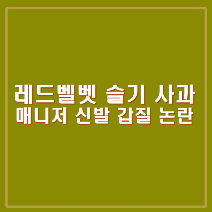 레드벨벳 <b>슬기</b> 매니저 갑질 논란 사과. 옳지 못한 판단 스태프... 