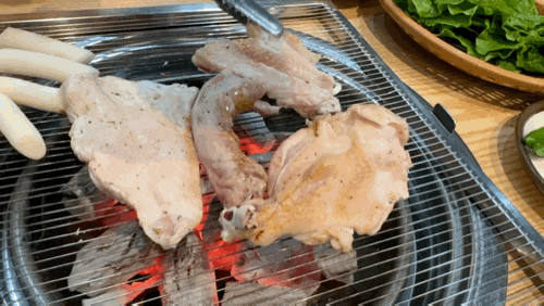  목포 닭구이 개울물촌닭참숯불구이 닭똥집회 닭가슴살회무침